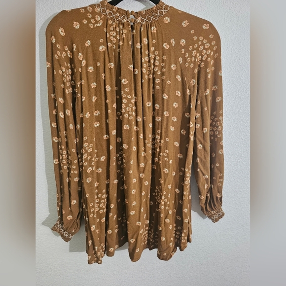 Free People Top XS Brown Flowers In Her Hair Boho Tunic - Picture 3 of 11